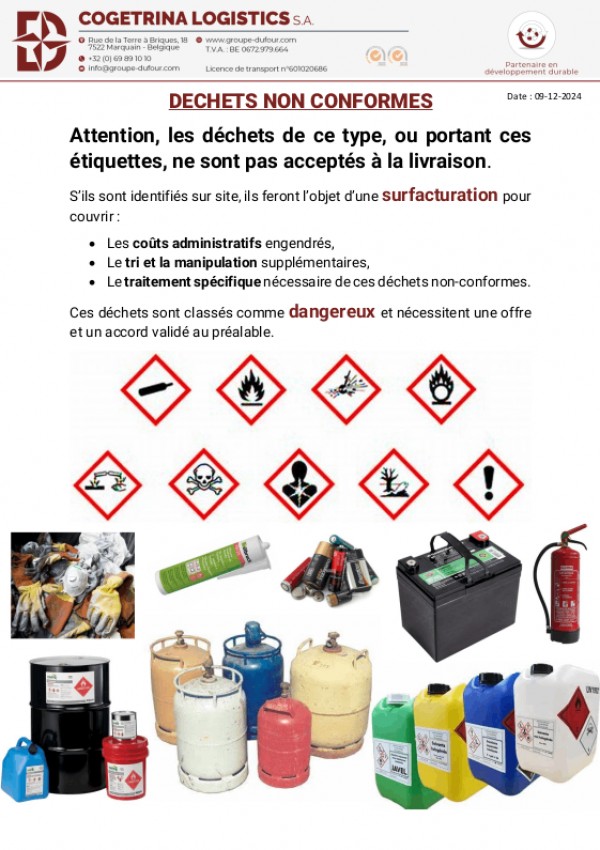 Déchets dangereux non conformes